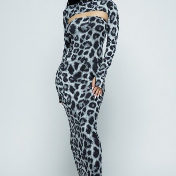 Mock Neck Long Sleeve Thumb Dress - Picture 1 of 2